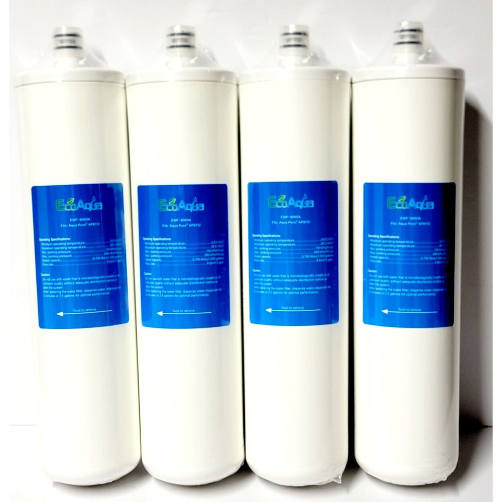 4 EcoAqua EWF-8060A Water Filter White Fits Aqua Pure AP8112 1500 Gallon